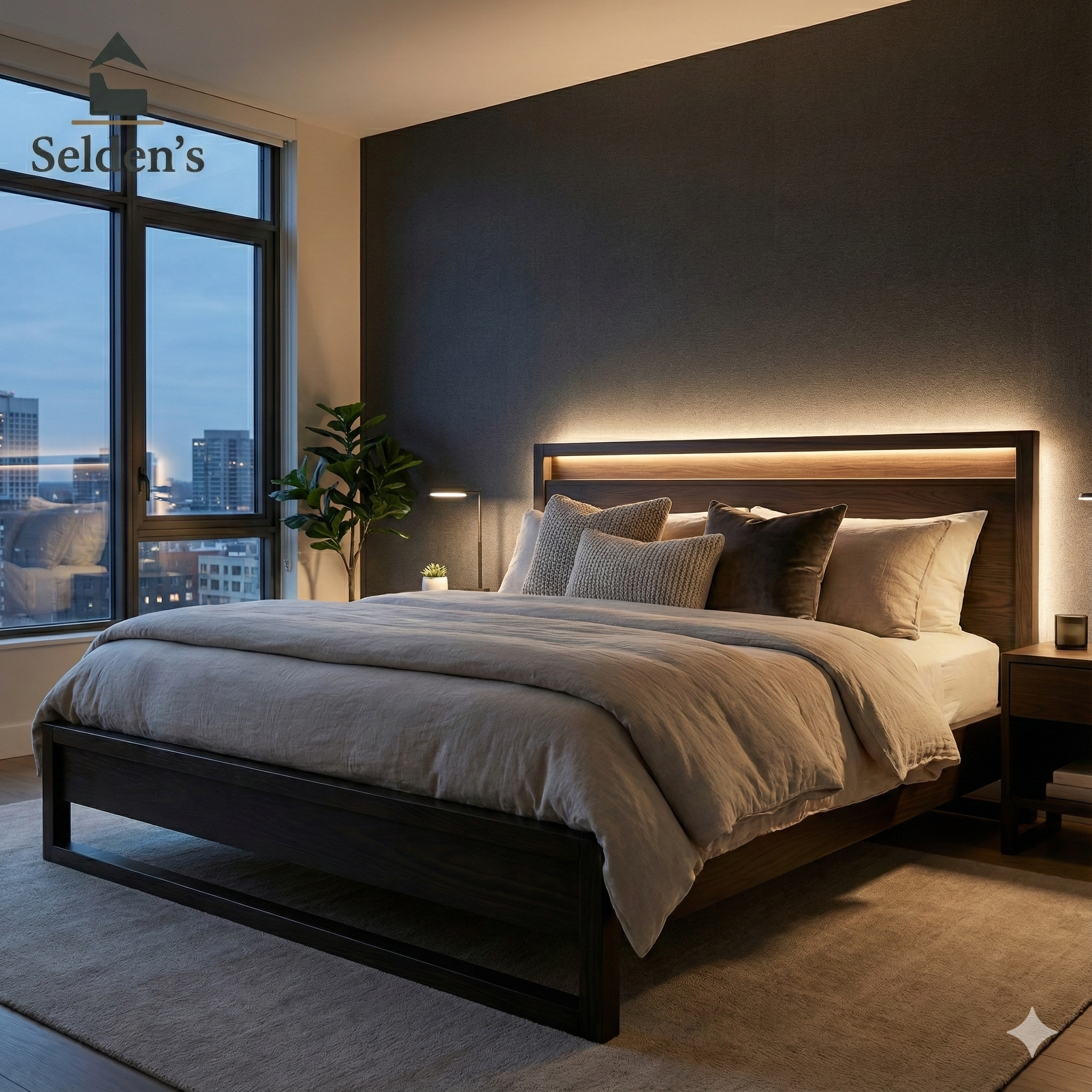 Rainier King Bed Frame with Integrated Lighting